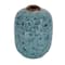 Hello Honey® 7" Distressed Blue Terracotta Vase with Floral Pattern